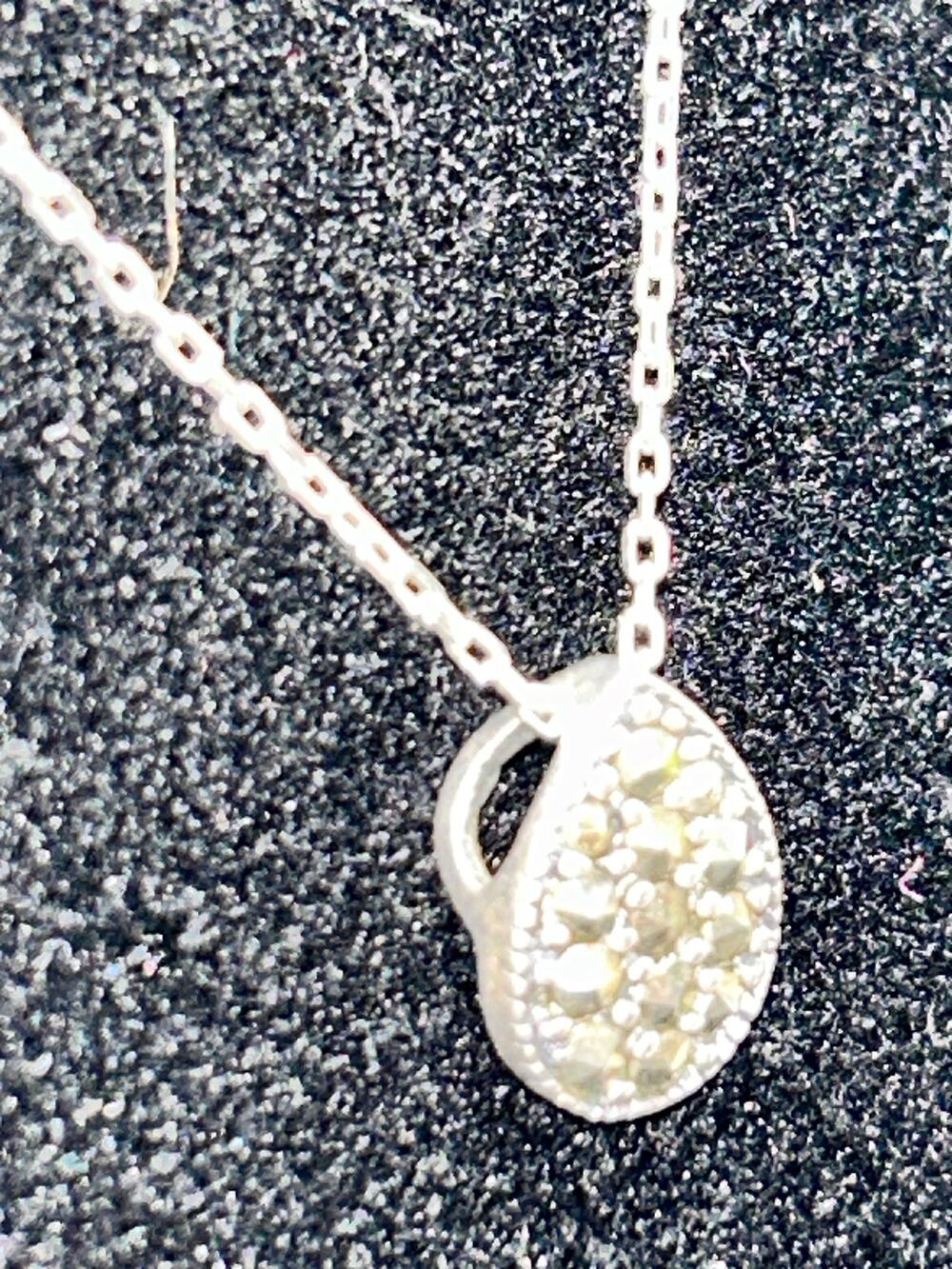 Vintage Art Deco Sterling Silver Marcasite Teardrop Necklace 925